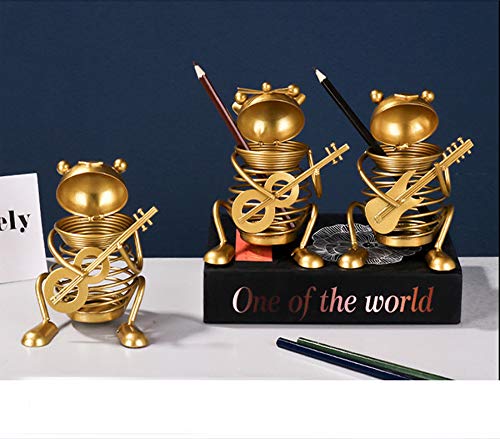 Red Spider Creative Golden Animal Band Band Iron Decoration Simple Modern Hotel Decorations Home Desktop Decoration Coffee Table Decor Metal Pen Holder (French Horn Player)(Guitar Player)