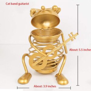 Red Spider Creative Golden Animal Band Band Iron Decoration Simple Modern Hotel Decorations Home Desktop Decoration Coffee Table Decor Metal Pen Holder (French Horn Player)(Guitar Player)