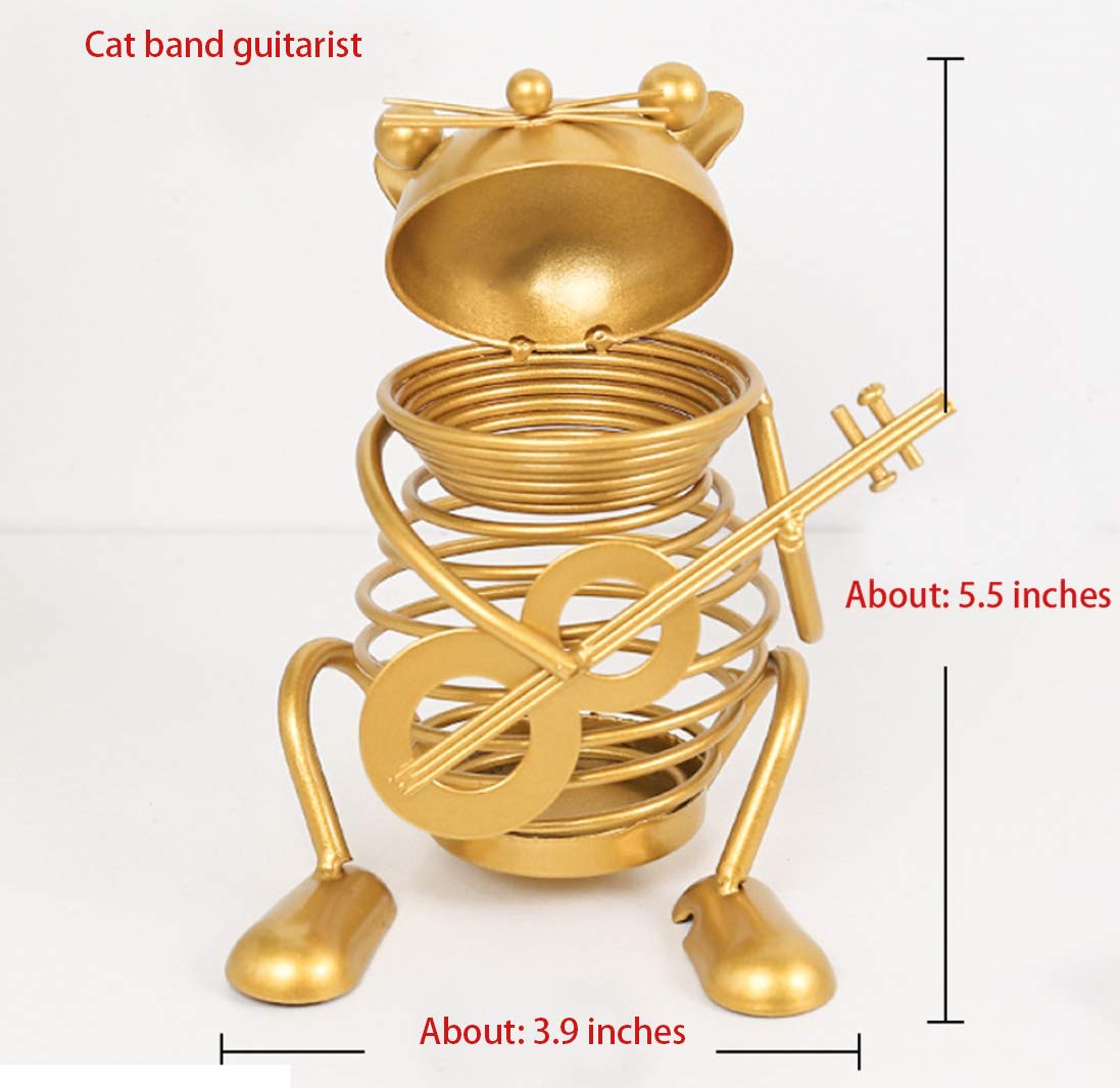 Red Spider Creative Golden Animal Band Band Iron Decoration Simple Modern Hotel Decorations Home Desktop Decoration Coffee Table Decor Metal Pen Holder (French Horn Player)(Guitar Player)