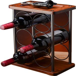 fadak wine rack with glass stand, countertop wine rack, wooden wine rack with trays, perfect home decor & kitchen storage rack, etc. (a)