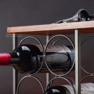 Fadak Wine Rack with Glass Stand, Countertop Wine Rack, Wooden Wine Rack with Trays, Perfect Home Decor & Kitchen Storage Rack, etc. (A)