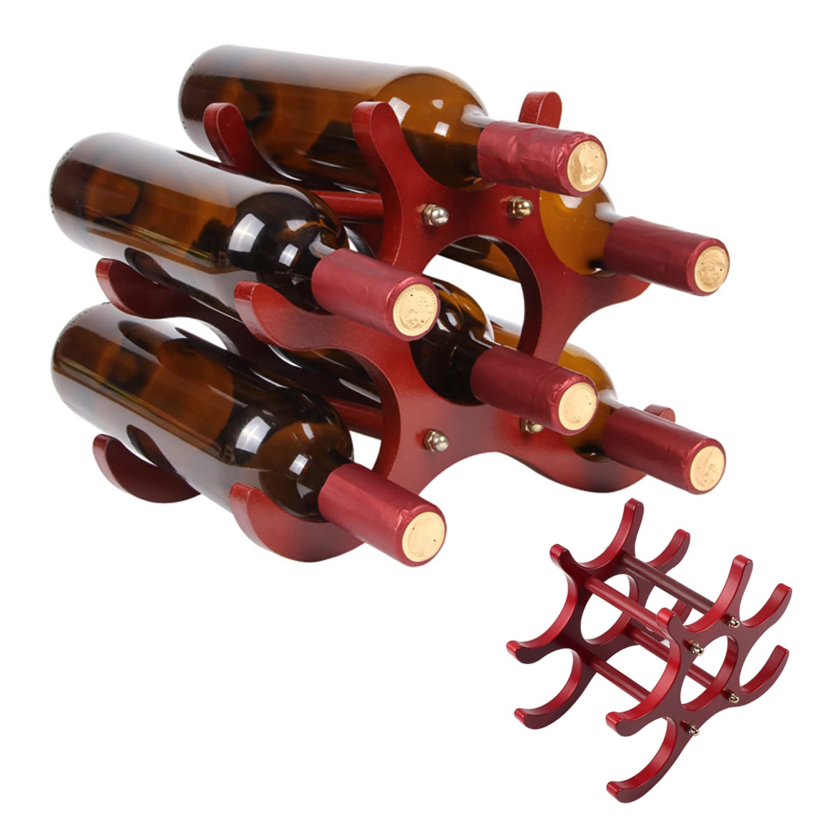 Natudeco Countertop Wine Rack Freestanding Wine Stand European Style Wine Display Stand Save Space Multi-Bottle Red Wine Ornament with 6 Bottles for Home Bar Restaurant