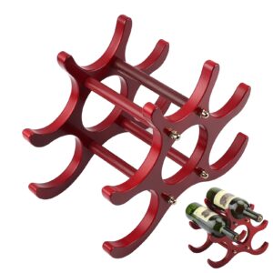 Natudeco Countertop Wine Rack Freestanding Wine Stand European Style Wine Display Stand Save Space Multi-Bottle Red Wine Ornament with 6 Bottles for Home Bar Restaurant