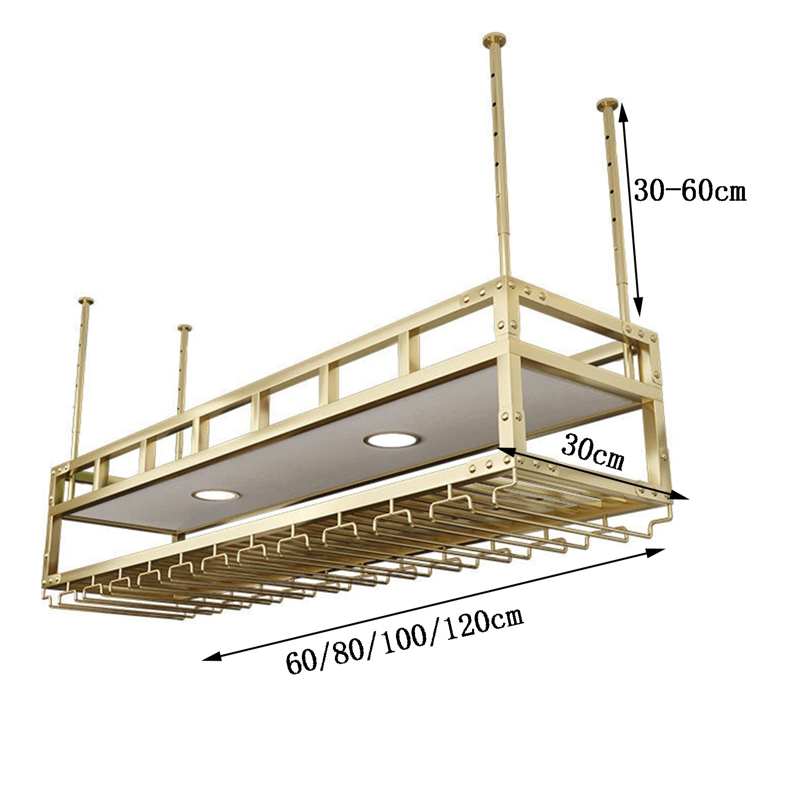 DASHADAO Hanging Wine Glass Rack-Wine Rack Ceiling Wine Rack Suspension Wine Glass Holder Wine Bottle Holder Overhead Garage Storage Hanging Plant Shelf Wall Mount Shelf Wine Glass Rack/Bot