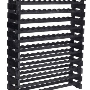 Stackable Modular Wine Rack Wine Storage Rack Wine Holder Display Shelves for Wine Cellar or Basement, Freestanding Wine Rack Thick Wood Wobble-Free (Black, 12 X 6 Rows (72 Slots))