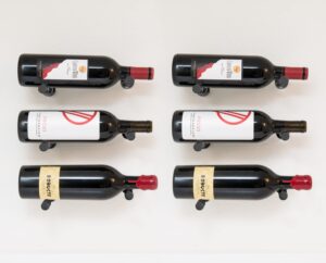 vintageview vino series - vino pins designer kit 6 bottle wall mounted wine rack (matte black) stylish modern wine storage with label-forward design
