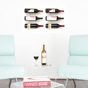 VintageView Vino Series - Vino Pins Designer Kit 6 Bottle Wall Mounted Wine Rack (Matte Black) Stylish Modern Wine Storage with Label-Forward Design