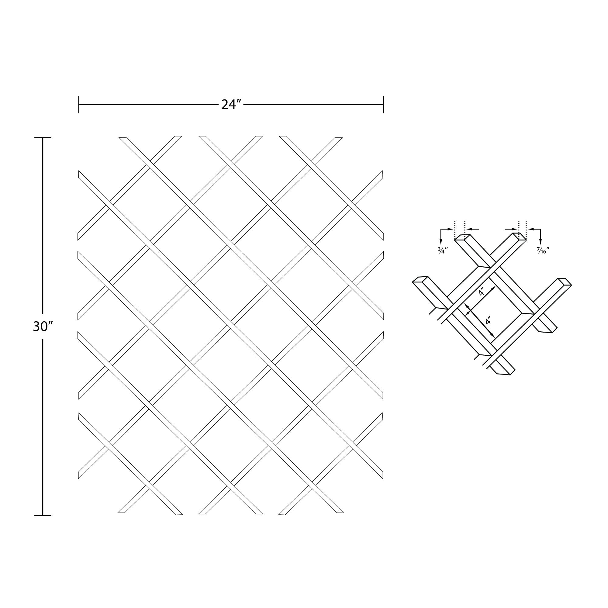 18-Bottle Trimmable Wine Rack Lattice Panel Inserts in Unfinished Solid North American Alder