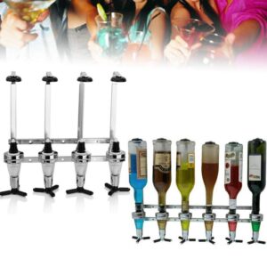 4 Bottle Wall Mounted Wine Liquor Dispenser Wall Mount Stand Rack Beer Alcohol Bar Butler Stylish Modern Wine Storage Drinkware Set