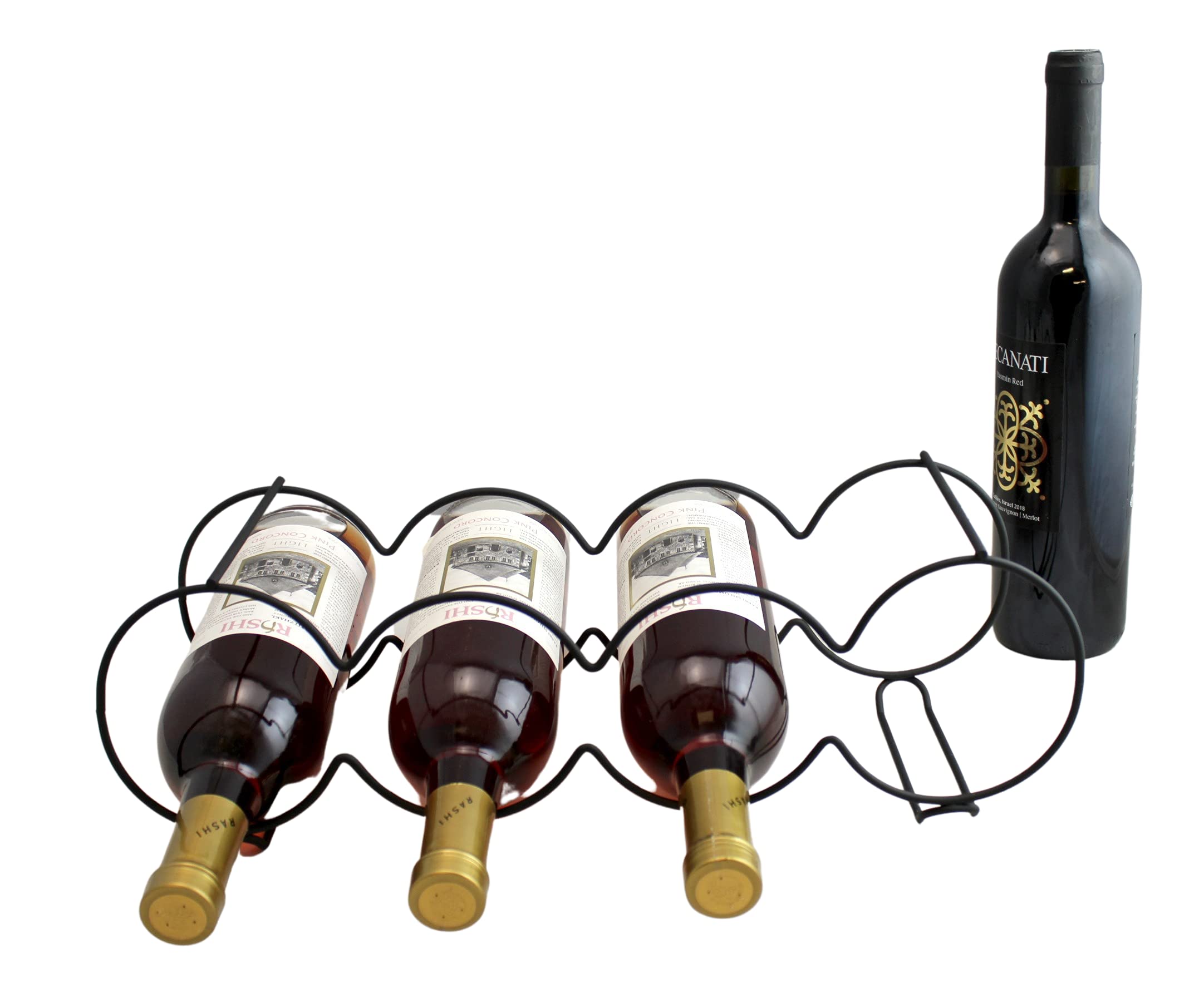 Dependable Stackable Table Top Wine Rack Holds 4 Wine Bottles Black