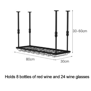 V3VOGUE Ceiling Wine Glass Rack, Ceiling Mounted Wine Bottle Holder, Hanging Wine Glasses Storage Hanger Organizer, Wine Glass Drying Rack for Kitchen,Bar and Restaurant 80/100/120cm