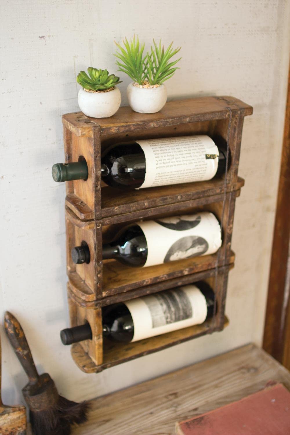 Kalalou Hanging Brick Mold Wine Rack, One Size, Brown