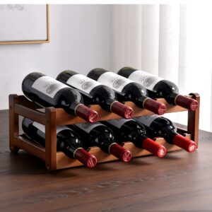 Maydear Bamboo Wine Rack, 4-Tier Wine Bottle Holder Tabletop Wine Bottle Organizer Storage 16 Bottles Wine Racks Sturdy and Durable Cabinet Shelf Free Standing Wine Display Shelf