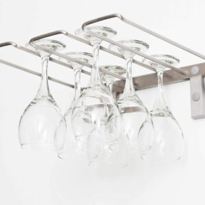 VintageView Wall Series-Stemware Wall Mounted Wine Glass Rack (Chrome Plated) Stylish Modern Wine Storage with Label Forward Design