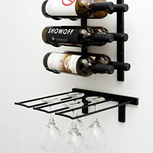 VintageView Wall Series-Stemware Wall Mounted Wine Glass Rack (Chrome Plated) Stylish Modern Wine Storage with Label Forward Design