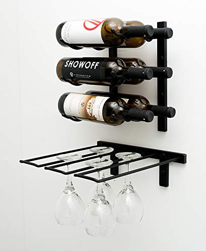 VintageView Wall Series-Stemware Wall Mounted Wine Glass Rack (Chrome Plated) Stylish Modern Wine Storage with Label Forward Design