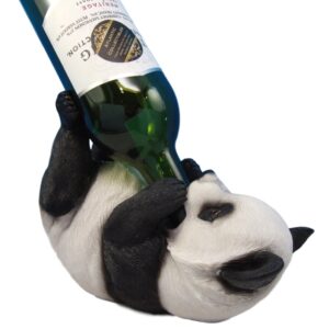 Atlantic Collectibles Adorable Bamboo Giant Panda Bear Decorative Wine Bottle Holder Rack Figurine