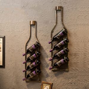 SHOWLIVEU Wall Mounted Wine Racks 4-Layer Retro Wall Mounted Wine Rack Kitchen Bar Bottles Holder Storage Shelf