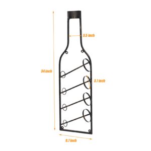 SHOWLIVEU Wall Mounted Wine Racks 4-Layer Retro Wall Mounted Wine Rack Kitchen Bar Bottles Holder Storage Shelf