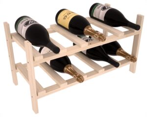 wine racks america® living series magnum stackable wine rack - durable and modular wine storage system, ponderosa pine, unstained - holds 10 bottles