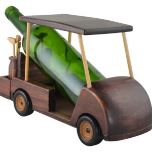 Threestar Handmade Wooden Golf Cart Wine Bottle Holder