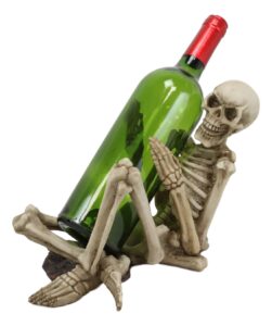 ebros gift large day of the dead grinning horny skeleton humping wine bottle holder statue 10.25" long as halloween macabre ossuary accent decor skulls and skeletons collection