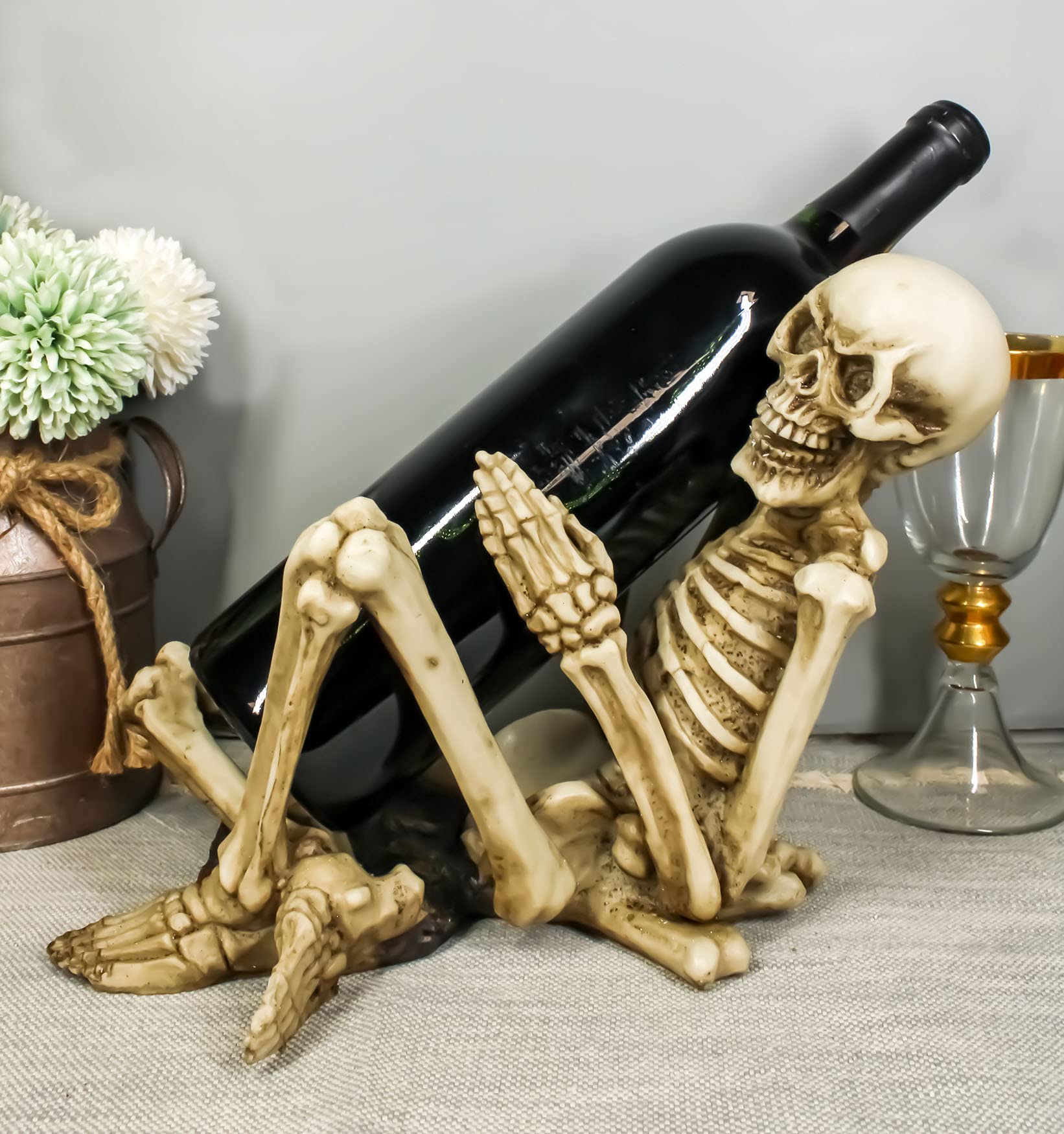 Ebros Gift Large Day of The Dead Grinning Horny Skeleton Humping Wine Bottle Holder Statue 10.25" Long As Halloween Macabre Ossuary Accent Decor Skulls and Skeletons Collection