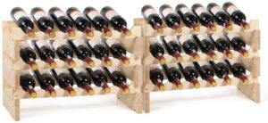 happygrill wood wine rack 36 bottle stackable storage stand wine display shelves