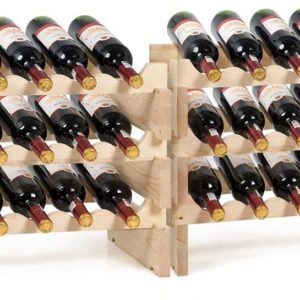 HAPPYGRILL Wood Wine Rack 36 Bottle Stackable Storage Stand Wine Display Shelves