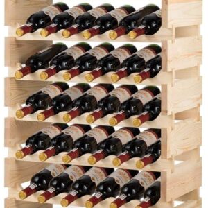 HAPPYGRILL Wood Wine Rack 36 Bottle Stackable Storage Stand Wine Display Shelves