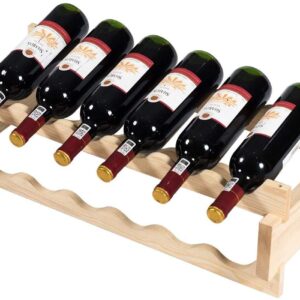 HAPPYGRILL Wood Wine Rack 36 Bottle Stackable Storage Stand Wine Display Shelves