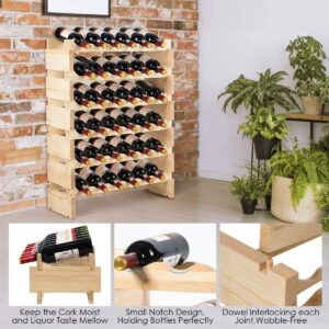 HAPPYGRILL Wood Wine Rack 36 Bottle Stackable Storage Stand Wine Display Shelves