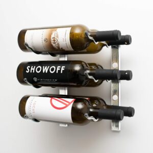 VintageView W Series Wine Rack 1-6 Bottle Wall Mounted Wine Rack (Brushed Nickel) Stylish Modern Wine Storage with Label Forward Design