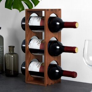 xwzjy wine bottle holder kitchen dining room tabletop wine storage rack for horizontal or vertical,walnut wood,121235cm
