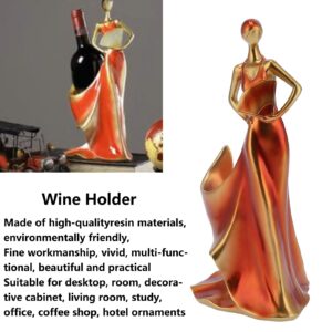 AUNMAS Dancer Wine Holder, Modern Lady Figurine Ornaments Skirt Holding Bottle Design Wine Bottle Rack Stand for Living Room Porch Cabinet Bae Decoration, Exquisite & Unique Decor, Red