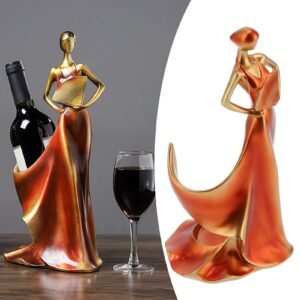 AUNMAS Dancer Wine Holder, Modern Lady Figurine Ornaments Skirt Holding Bottle Design Wine Bottle Rack Stand for Living Room Porch Cabinet Bae Decoration, Exquisite & Unique Decor, Red