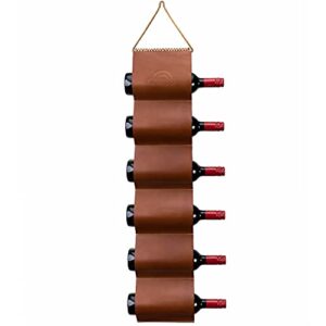 walbrook wall wine rack - leather wine rack, hanging wine rack for 6 bottles, wine gifts for wine lovers, wall mounted wine rack and leather wine bottle holder