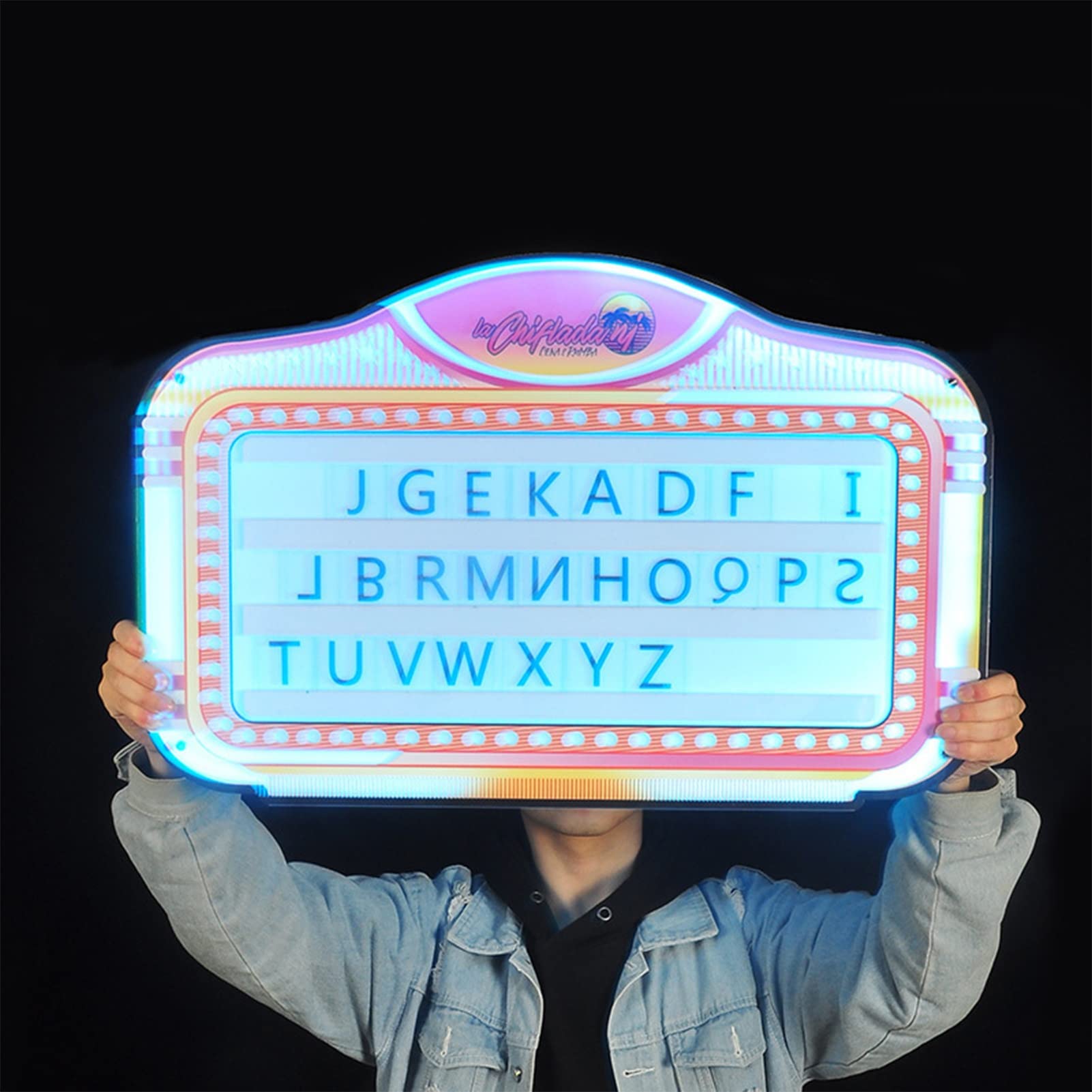 Customizable Logo LED Champagne Bottle Presenter Hand Holding Sign Magic Letter Billboard Luminous Light Board Bottle Sparklers