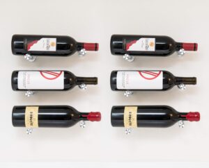 vintageview vino series - vino pins designer kit 6 bottle wall mounted wine rack (milled aluminum) stylish modern wine storage with label-forward design
