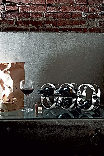 Alessi Ribbon Bottle Rack in 18/10 Stainless Steel, 42.00 x 16.00 x 21.00 cm, Silver