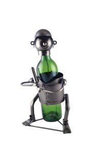 wine bodies baseball player metal wine bottle holder, charcoal