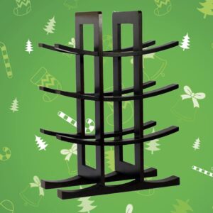 LIFKOME Black Display Tiered Cabinets Standing for Adornment Organizer Countertop Household Stand Free Home Wine Storage Bar Holder Great Rack Bottle Tabletop Wooden Red Shelf Bamboo