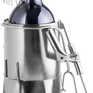 BRUBAKER Wine Bottle Holder Female Doctor - Metal Sculpture Bottle Stand - 7.9 inches - Wine Gift for Patients Female Specialist Medical Students for Study - with Greeting Card