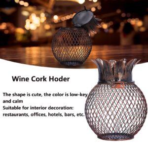 Restokki Wine Cork Container Iron Pineapple Shaped Wine Bottle Picture Frames Cork Storage Box Ornament for Home Bar Decoration