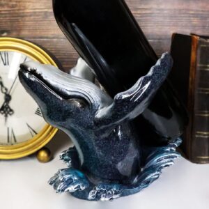 ebros deep ocean marine leaping baleen humpback whale wine bottle holder statue 8.5" long nautical sea coastal boating fish themed storage caddy figurine