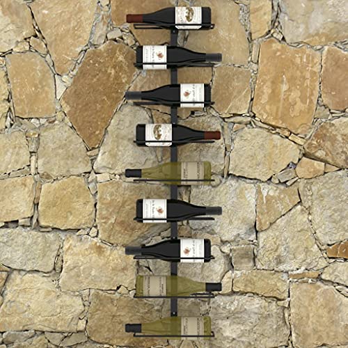 vidaXL Wall Wine Rack, Wine Bottle Holder for 9 Bottles, Wall Mounted Wine Storage, Wine Bottle Organizer for Living Room Kitchen Pantry, Modern, Iron