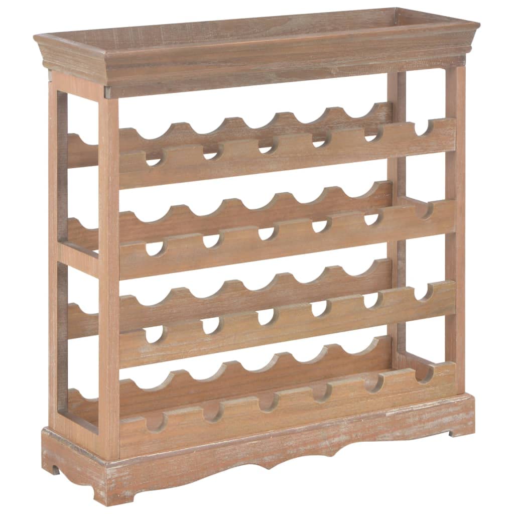 FurturHome Wooden Wine Rack for 24 Bottles with Storage | Freestanding Floor Wood Wine Holder Bottle Holder | Rustic Wine Bar Shelves for Home Kitchen Bar Dining Room | Brown MDF 27.6" x 8.9" x 27.8"