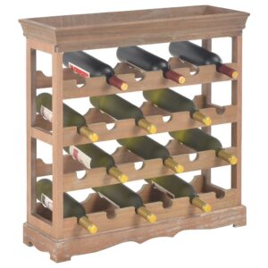 FurturHome Wooden Wine Rack for 24 Bottles with Storage | Freestanding Floor Wood Wine Holder Bottle Holder | Rustic Wine Bar Shelves for Home Kitchen Bar Dining Room | Brown MDF 27.6" x 8.9" x 27.8"