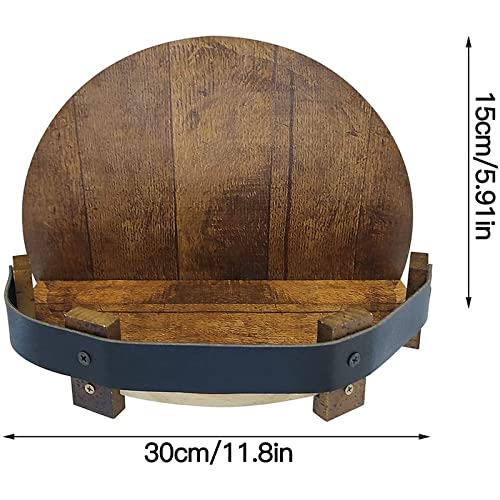 Hand Crafted Liquor Bottle Display,Wall Mounted Whiskey Barrel Shelf,Vintage Round Wine Whiskey Display Organizer Stand Bar Shelves Home Décorï¼Œ11.8x5.9in