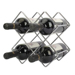 dreamideco wine rack countertop bottle holder freestanding modern shelf cabinet racks for wine bottles wine insert storage organizer for pantry ,wine bar,wine decor (silver)